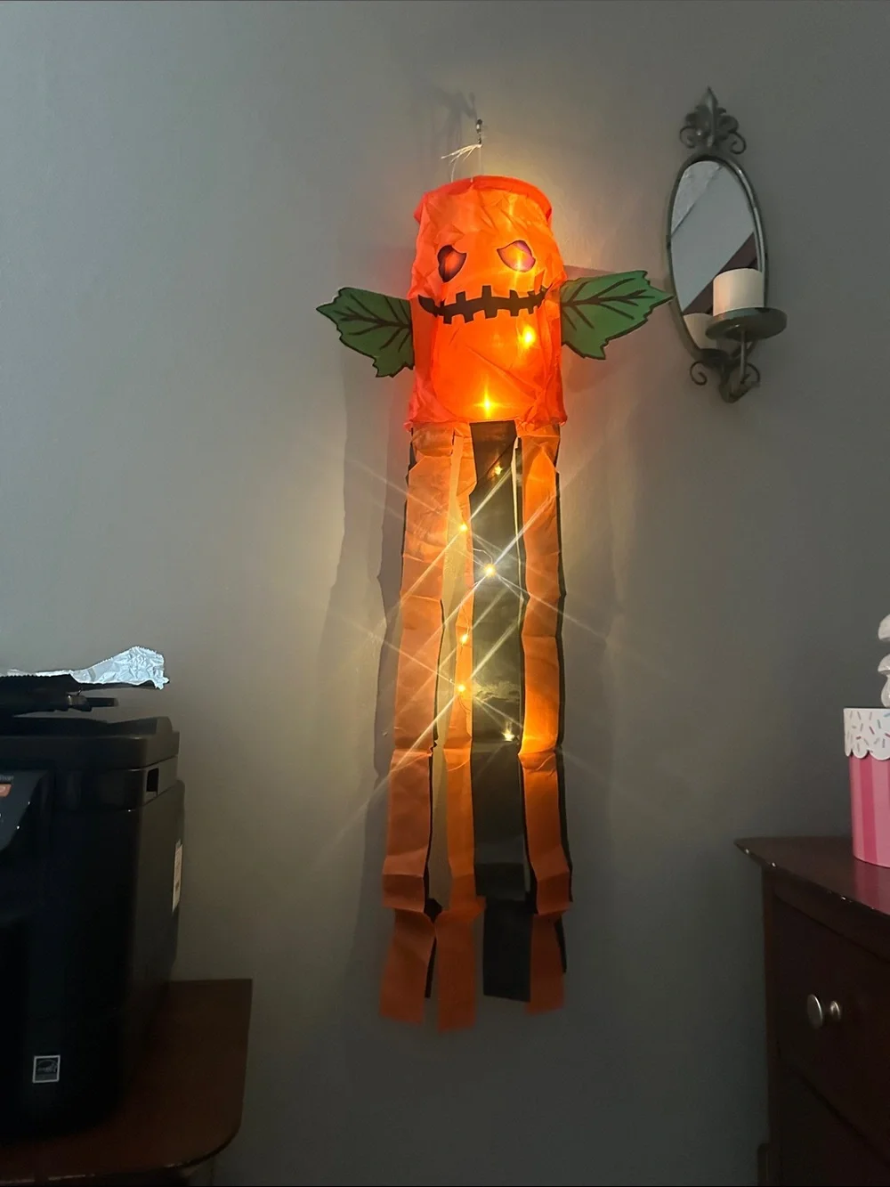 Orange Pumpkin-Light up Wind sock NWT